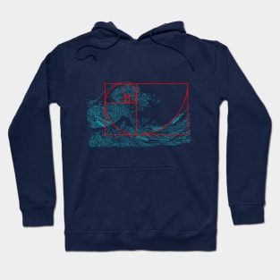 Fibonacci Sequence and Aqua Great Wave Hoodie